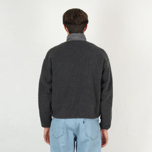 Stand Collar Boa Zip Up - Grey