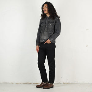 Black Denim Slim Straight Pants - Black