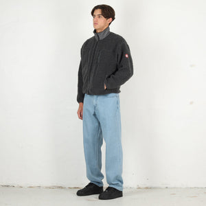 Stand Collar Boa Zip Up - Grey