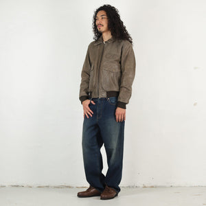 Script Logo Cracked Leather Jacket - Brown