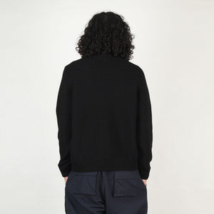 Raglan Sleeve Cotton Knit - Black