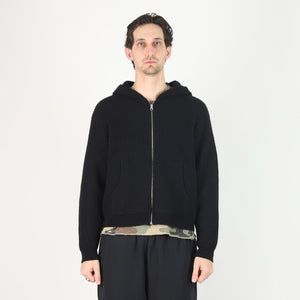 WAFFLE CASHMERE ZIP HOOD