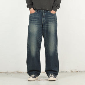Washed Denim DP Wide Pants - Indigo