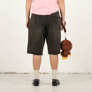Bape Sta Patch Relaxed Fit Denim Shorts - Beige