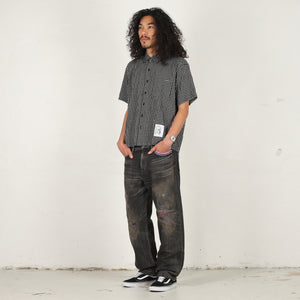 BW SS Check Shirt - Black