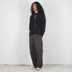 Textured Cardigan - Navy Brown
