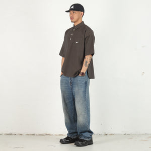 Voil Pullover Plaid SS Shirt - Brown