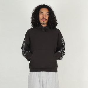 Motif Print Hood - Black