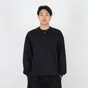 Cotton Jersey Brushed L/S T-Shirt - Black