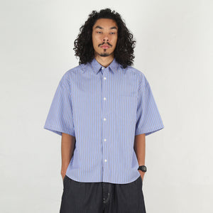 Cotton Oxford Stripe Shirt - White/Sax