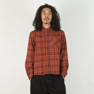 Plaid Denim Button-Up - Light Brown