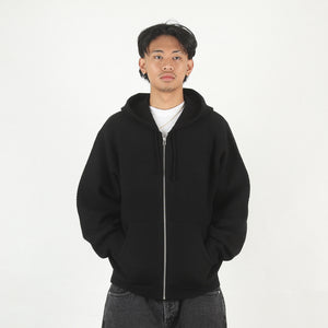 TEXTURED ZIP HOODED SWEATER