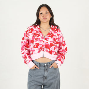 W' ABC Camo Glitter Shark Cropped Zip - Pink