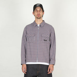 Zip-Up Flannel Shirt - Slate Blue
