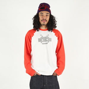 Pixel Raglan L/S - Red/White