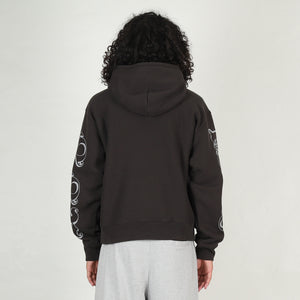 Motif Print Hood - Black