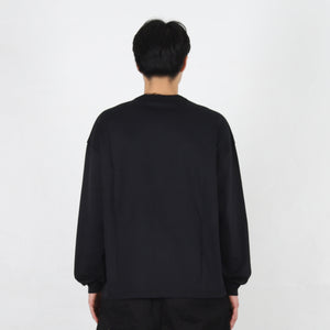 Cotton Jersey Brushed L/S T-Shirt - Black