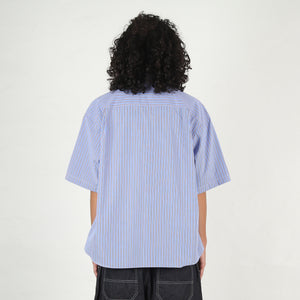 Cotton Oxford Stripe Shirt - White/Sax