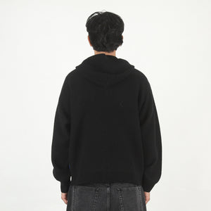 TEXTURED ZIP HOODED SWEATER