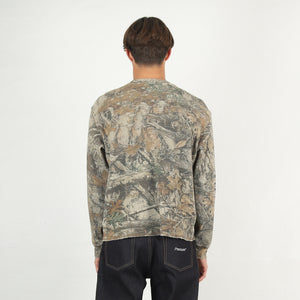 Script Sleeve Waffle Knit Top - Tree Camo