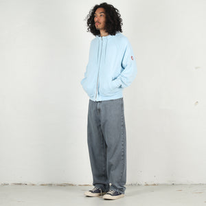 Solid Big Heavy Zip Hoody - Blue