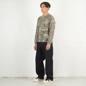 Script Sleeve Waffle Knit Top - Tree Camo
