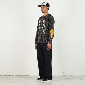 Color Camo Shark LS T-Shirt - Black