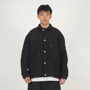 Denim Garment Washed Jacket - Black