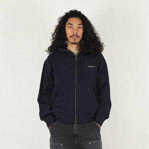 Hooded Painter Jacket-Dark Navy destroy wash