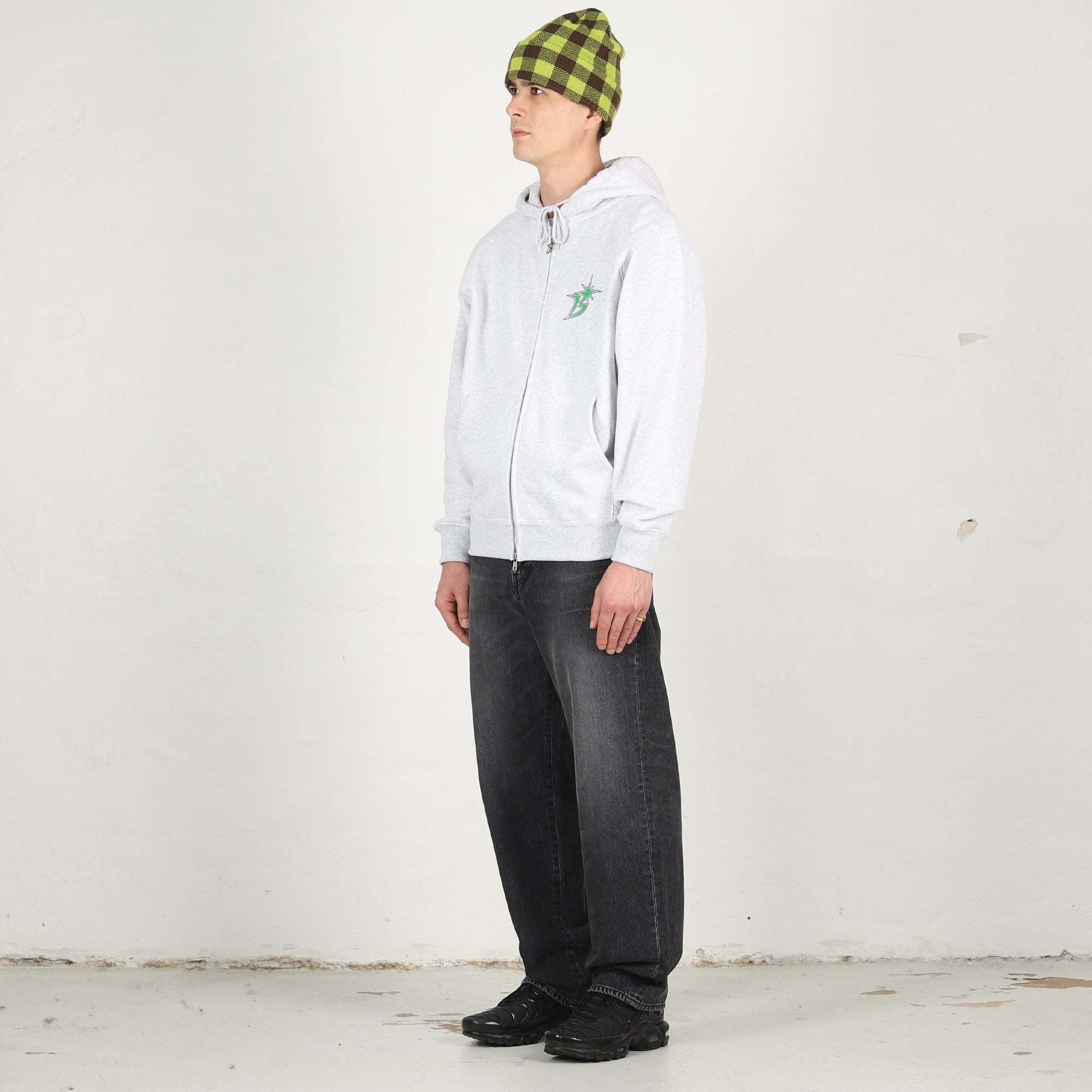 B Logo Zip Hoodie - Ash/Green – Supply Store