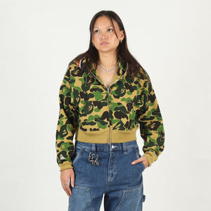 W' ABC Camo Glitter Shark Cropped Zip - Green