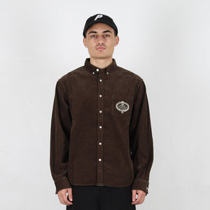 Skull Crest Cord Shirt Brown