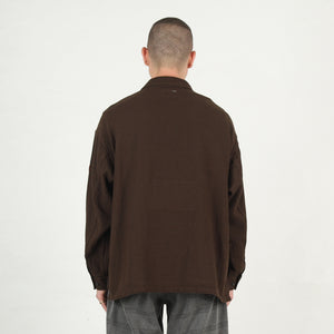 Welt Pockets Zip Shirt Jacket - Charcoal