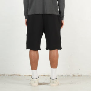 Script Cut-Off Sweat Shorts - Black