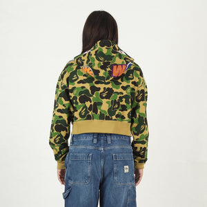 W' ABC Camo Glitter Shark Cropped Zip - Green