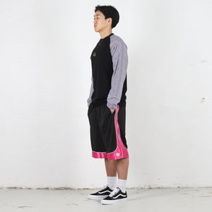 Bubble Print Raglan L/S T-Shirt - Black