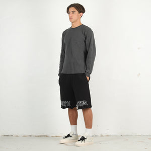 Script Cut-Off Sweat Shorts - Black