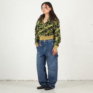 W' ABC Camo Glitter Shark Cropped Zip - Green