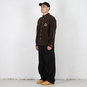 Skull Crest Cord Shirt Brown