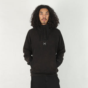 Dash Line Washed Hoodie - Black