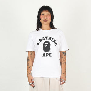 W' Crystal Stone College T-Shirt - White