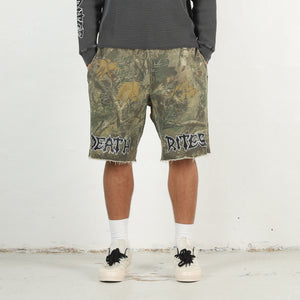 Script Cut-Off Sweat Shorts - Tree Camo