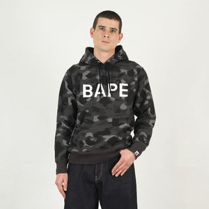 Color Camo Bape Pullover Hoodie - Black