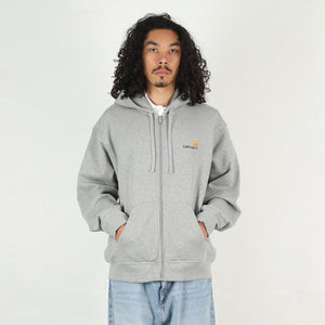 Hooded American Script Jacket - Grey Heather