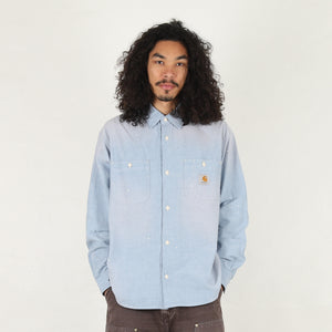 L/S Painter Shirt-Blue worn used, splatter