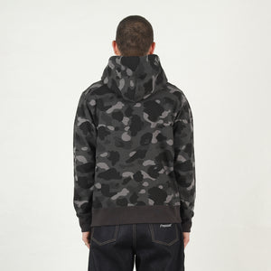 Color Camo Bape Pullover Hoodie - Black