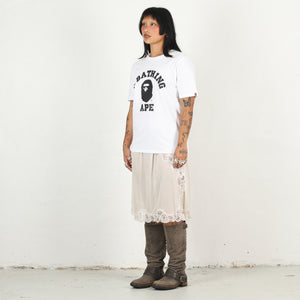 W' Crystal Stone College T-Shirt - White