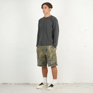 Script Cut-Off Sweat Shorts - Tree Camo