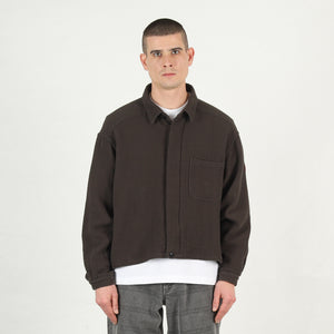 Cotton Gauze Short Shirt Jacket - Charcoal