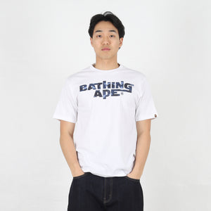 Color Camo Bathing Ape Logo T-Shirt - White/Navy